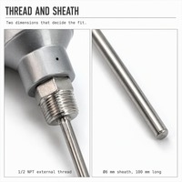 Sensor Suhu Industri Pt100 Platinum Resistance Duplex Thermocouple Dengan Kepala Thermocouple