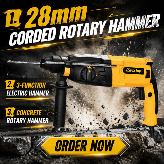 GSfixtop Multi-functional Industrial Grade Concrete Rotary Hammer 850W Power Tools Corded Electric Hammer Rotary Drill