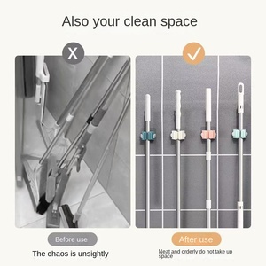 Support <span class=keywords><strong>mural</strong></span> de toilette sans couture solide <span class=keywords><strong>porte</strong></span>-carte en plastique avec pince à vadrouille et crochet de support à <span class=keywords><strong>balai</strong></span> non perforé en gros - Product Image 4