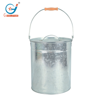 Seau à cendres en métal de 4 gallons avec couvercle et poignée en bois