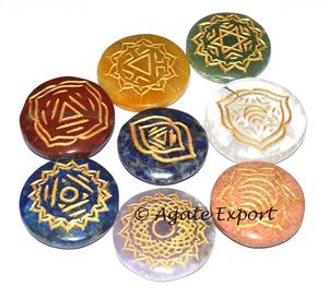 Nouveau Thymus 8 anciens symboles de chakra ensemble de fabricants d'artisanat en pierre semi-précieuse naturelle - Product Image 1