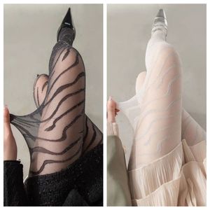 Black Zebra Print Pantyhose Sheer Thin Nylon Women's Four Seasons Fashionable Leggings - Product Image 3