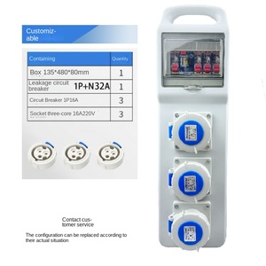 Boîtier de distribution portable sur mesure, 3 prises industrielles 16A, 1P+N 32A RCD + 3 MCB IP65 pour la construction - Product Image 2