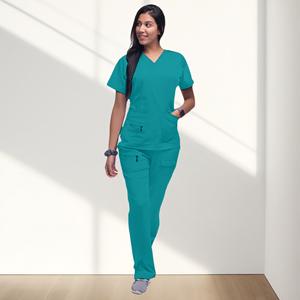 पॉकेट जिपर सर्जिकल स्क्रब टॉप, स्पा इलास्टिक स्क्रब शर्ट, शॉर्ट आस्तीन वर्क वर्दी - Product Image 2