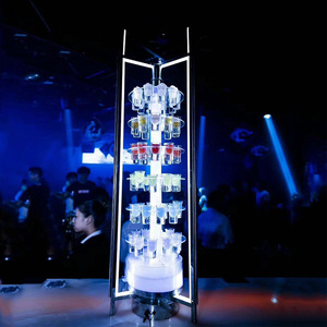 Soporte iluminado para vasos de chupito, redondo, de acero inoxidable, para cócteles, fiestas, bares, discotecas, KTV - Product Image 1