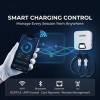 EONDRIVE Chargeur rapide AC mural OCPP1.6 pour véhicules électriques 2*7KW 14KW 2*22KW 44KW Type1 Type2 NACS Station de charge double pistolet IP54