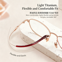 Montures de lunettes pour femmes, design léger et durable, deux tons, en titane, pour un usage quotidien, 6175