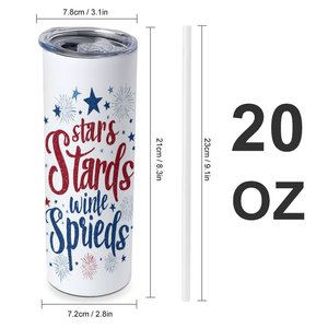 Gobelet isotherme en acier inoxydable de 20 oz avec motif personnalisé, tasse droite avec option paille - Product Image 2