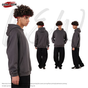 Sweat à capuche épais en polaire patchwork pour homme, design en arc, coupe oversize, style streetwear, pour l'automne - Product Image 2