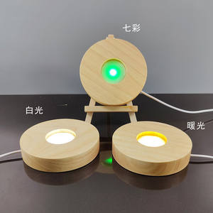 Base lumineuse LED verre cristal Transparent affichage d'objets supports ronds en bois Base pour fournitures de Bar boule de cristal 3D - Product Image 2