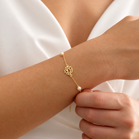 Bracelet personnalisé en perles de fleur de lotus plaqué or 18 carats en acier inoxydable, bijoux de mariage pour mariée et demoiselle d'honneur, cadeau de Noël