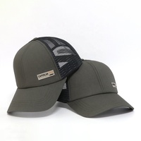 Casquettes de camionneur pour hommes de haute qualité avec logo tissé personnalisé, 100% polyester, 6 panneaux, séchage rapide, imperméables, pour le sport et les activités de plein air, à visière incurvée