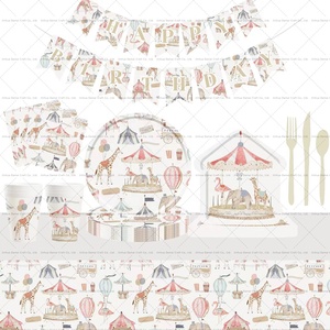 Juego de Vajilla Desechable DAMIA con Diseño de Animales, Platos de Papel para Fiestas de Cumpleaños, Decoraciones para Mesa - Product Image 1