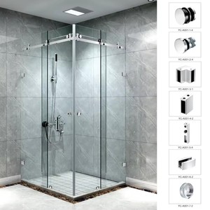 Set di ferramenta in vetro per bagno all'ingrosso 304 in acciaio inossidabile accessori per porte scorrevoli senza cornice per doccia - Product Image 1