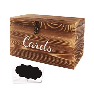 Wedding Bless Card Boxes Rustic Brown Card Holder Slotted Lid Wood Reception Gift Card