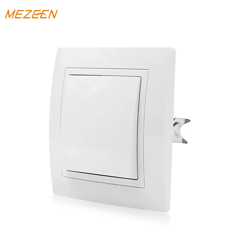 New Design Switch For Home Lighting EU Standard 10A 0.6 Mm Thickness Copper 1 Gang 1 Way Wall Switch