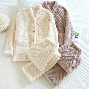 Conjunto de Pijamas de Invierno para Mujer, Grueso y Cálido, de Franela, Conjunto de Ropa de Casa para Parejas, Pijamas de Dos Piezas para Mujer - Product Image 3