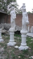 Sculpture de Jardin Classique Européenne de Style Classique Antique Personnalisé Figure en Pierre Sculpture Statue Féminine sur Pilier Romain pour Villa