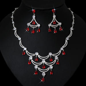 أزياء جديدة من هيبريدي <span class=keywords><strong>2</strong></span> ، قلادة قطرة ماء ، ومجموعة مجوهرات زركونيا مكعبة للنساء ، فستان زفاف ، حفلة - Product Image 2