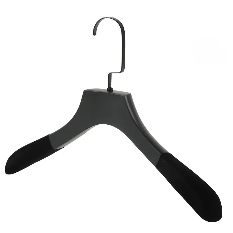Hot sale Black Color Solid Mens Wooden Suit Hangers with Bar custom hangers