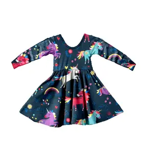 OEM/ODM ropa de bebé las niñas niños de 1-6 años giro clásico unicornio vestido de dibujos