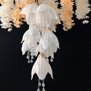 LANJO Acrylic Luminous Elegant Durable <b>Decoration</b> 10 Head Magnolia Chandelier Flower <b>Ceiling</b> <b>Wedding</b> Props - Product Image 6
