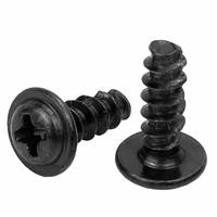 100 pièces/sac Vis autotaraudeuses à tête cylindrique Phillips en acier inoxydable 304, plaqué zinc noir, avec queue coupée et collier de fixation M1.7-M5