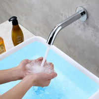 Robinet de lavabo moderne monotrou sans contact avec capteur automatique pour salle de bain en laiton céramique Robinet mural simple robinet d'eau froide