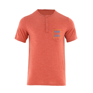 Camiseta Henley de Manga Corta para Hombre, de Lana Merino, Ecológica, Suave, Antiolor, con Serigrafía en Blanco, 180 g/m² - Product Image 1