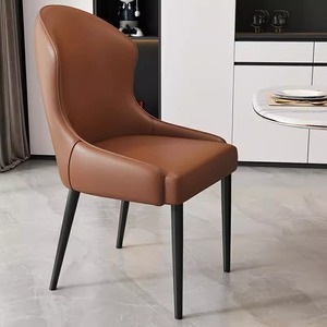 Modern PU Leather <strong>Dining</strong> <strong>Chair</strong> <strong>with</strong> Backrest and Armrests Soft Cushion Seat Carbon Steel <strong>Legs</strong> for Home Office Restaurant - Product Image 6