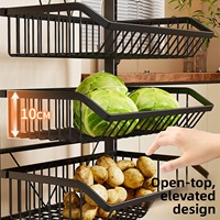 Étagère à fruits et légumes multi-niveaux en métal, avec drainage, hauteur réglable, protection anti-corrosion, écologique, chariot de rangement mobile