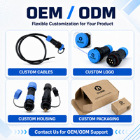SD28 SP28 Konektor Daya Sirkular Tahan Air IP67 Industri 380V 45A Soket Steker Pria Wanita Coupler Kabel Berulir
