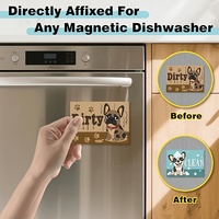 Panneau magnétique rectangulaire double face durable avec motif de chien de dessin animé pour signaler l'état propre ou sale des vaisselles, adapté aux lave-vaisselle, lave-linge et cuisine