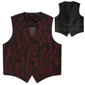 High Quality OEM ODM Multicolor Floral Vest Suits Woven Custom Paisley Polyester Waistcoats Vest for Men