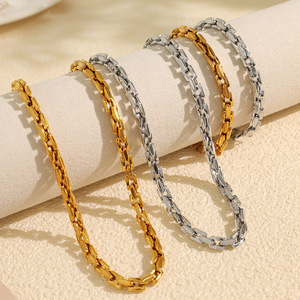 Conjunto de Pulseras de Cadena Cubana de Acero Inoxidable, Diseño Geométrico Unisex, Joyería para Regalo - Product Image 1