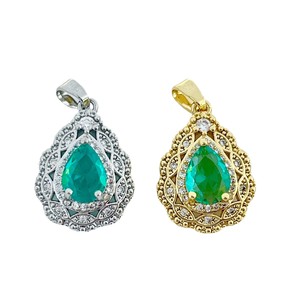 Pendentif Solitaire Goutte d'eau en Zircon Taillé Poire, Sertissage Clos, Métal Plaqué, Bijou Charme pour Usage Quotidien - Product Image 5