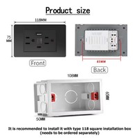 Prise murale standard américaine avec port de charge rapide USB Type-C 5V 2.1A, panneau en PC ignifuge, prise murale USB