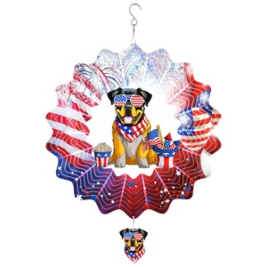 Molinetes de Viento Metálicos con Diseño de Perro Americano, Molinillo de Viento Colgante para Decoración de Exteriores, Molinillo de Viento de 12 Pulgadas para Adorno Navideño - Product Image 1
