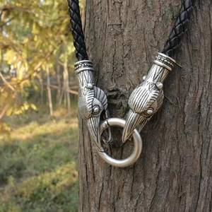Collar de cadena de cuero con diseño de cuervo vikingo para hombre, amuleto del cuervo de Odín de la mitología nórdica - Product Image 6