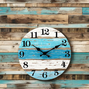 Bleu pays côtier océan thème <span class=keywords><strong>horloge</strong></span> murale à piles Quartz pour Patio extérieur lac maison <span class=keywords><strong>piscine</strong></span> salle de bain décor plante - Product Image 4