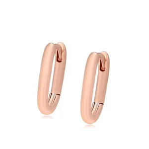 A00892266 XUPING Jewelry Rose gold color No stone plain Polished surface daily office wear woman wholesale Copper Huggie earring