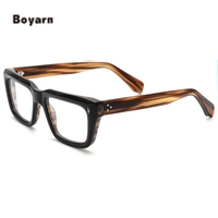 Boyarn Vintage bleu lumière bloc clair carré luxe rétro mode épais optique assorti haute qualité acétate monture de lunettes