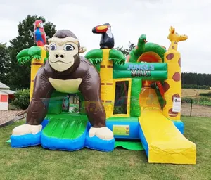 Air Bouncer Inflatable Trampoline Castillo Hinchable Bounce House With Slide Monkey Bouncy Castle
