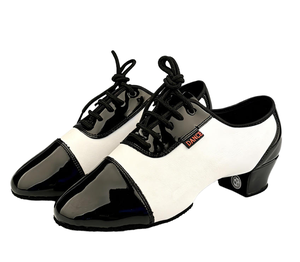 Chaussures de danse latine pour hommes en PU, dessus en microfibre, semelle en cuir véritable, modernes, pour Tango, Jazz, Salsa, enseignement, noires - Product Image 1