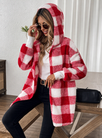Nouveau cardigan en tricot ample à carreaux et blocs de couleur, style européen et américain, manteau duveteux tendance pour femme, idéal pour l'export.