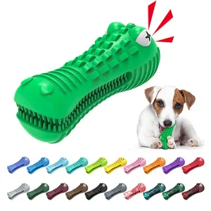 Kinyu pet supplies dog chew suqeak toy eco friendly rubber crocodile dog alligator chew toy