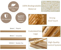 Pailles jetables en bagasse SOTON, pailles en papier brun biodégradables de qualité alimentaire, 200 mm, pour fêtes, Chine