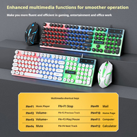 T-WOLF TF210 Punk Retro Wired Keyboard & Mouse Combo-RGB Backlit 104 Keys Mechanical Feel for Gaming & Vintage PC
