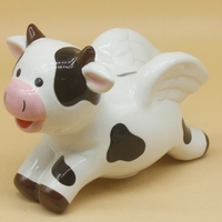 Keramik fliegende kuh förmige Sparschwein niedlichen Cartoon-Design für Home Decoration Kreatives Geschenk für Valentinstag Diwali Neujahr