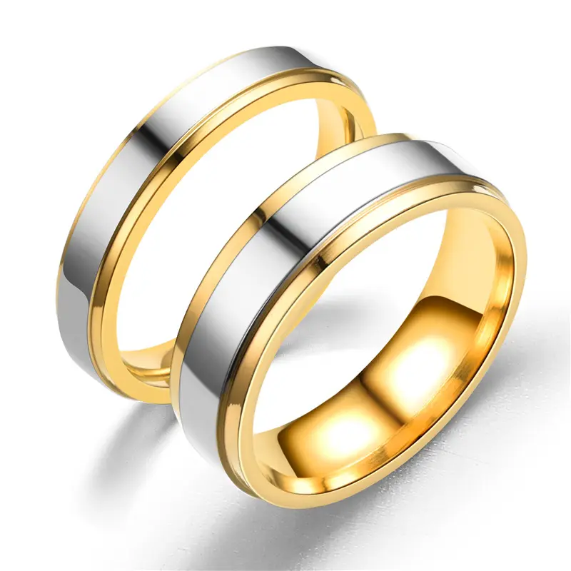 Cincin Pasangan Baja Titanium Pria dan Wanita, Cincin Pernikahan Modis Cincin Pasangan Emas Baja Titanium Hadiah